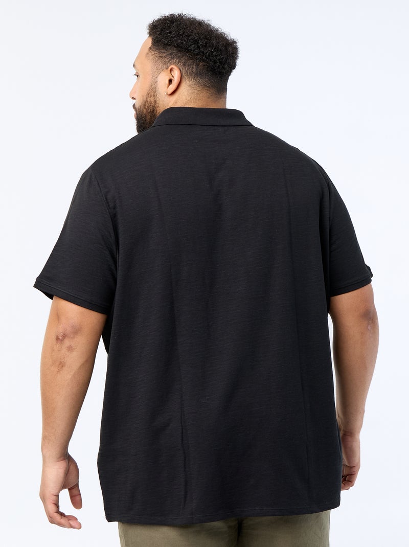 Polo liso de manga corta Negro - Kiabi
