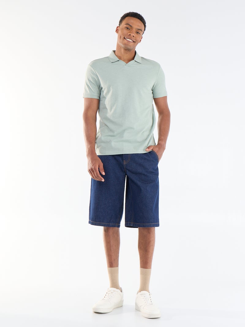 Polo liso de manga corta Verde - Kiabi