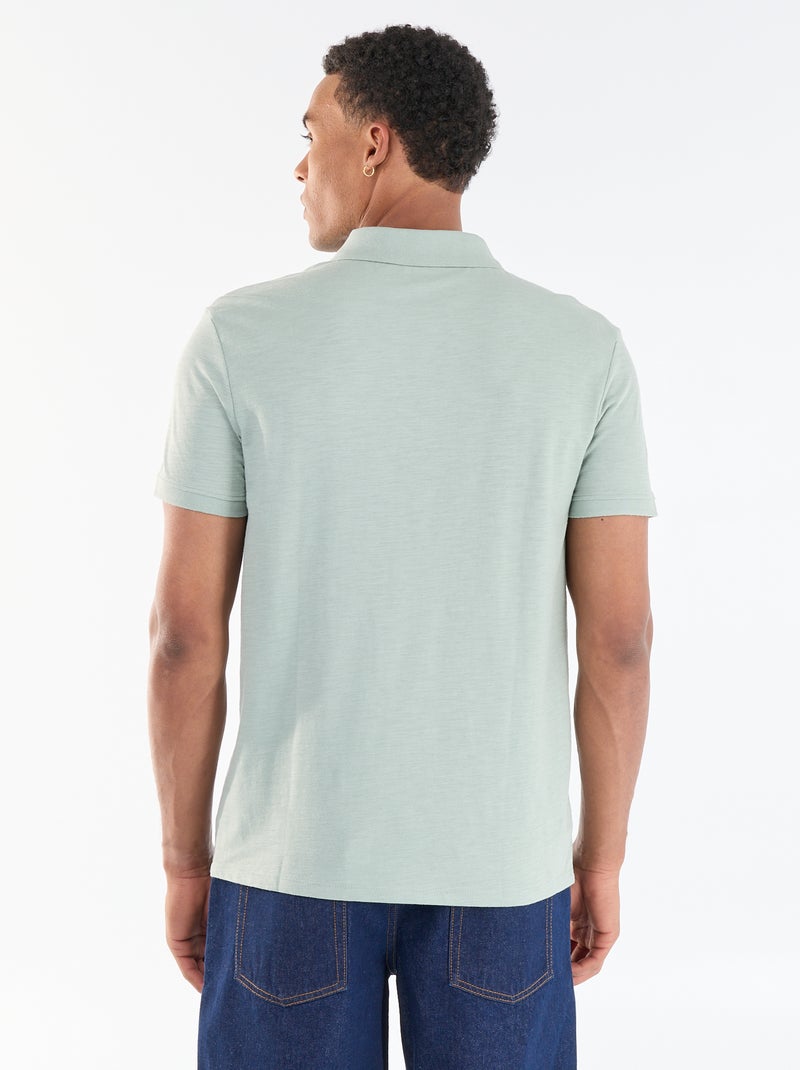 Polo liso de manga corta Verde - Kiabi