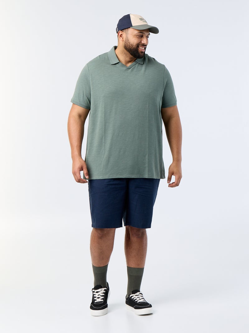 Polo liso de manga corta Verde - Kiabi