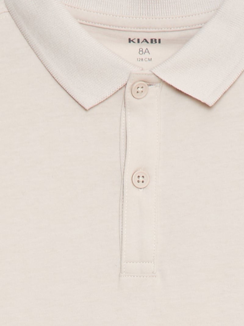 Polo liso de manga larga Beige - Kiabi