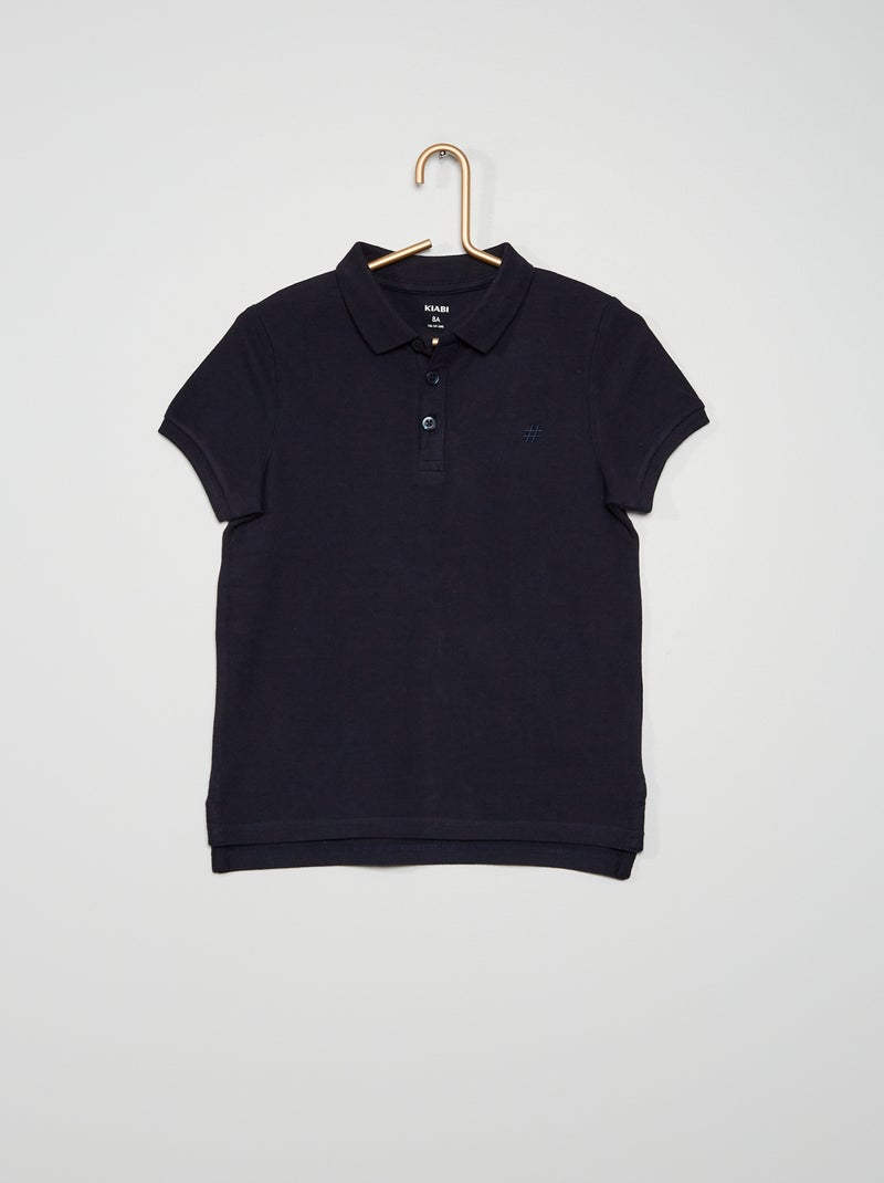 Polo liso de piqué de algodón azul - Kiabi