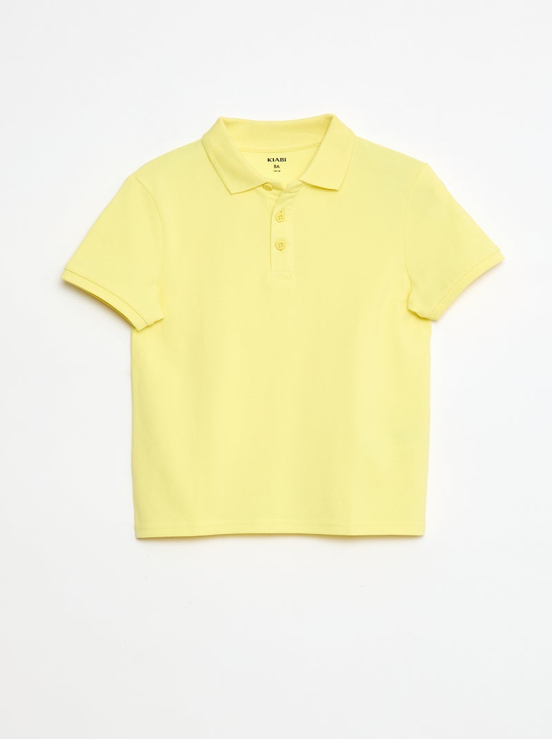 Polo liso de punto de piqué Amarillo - Kiabi