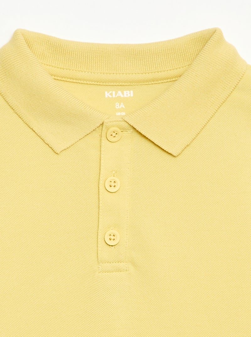 Polo liso de punto de piqué Amarillo - Kiabi