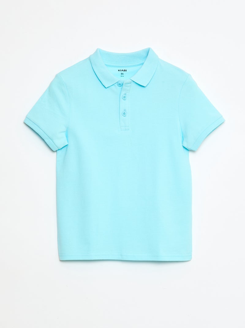 Polo liso de punto de piqué Azul - Kiabi