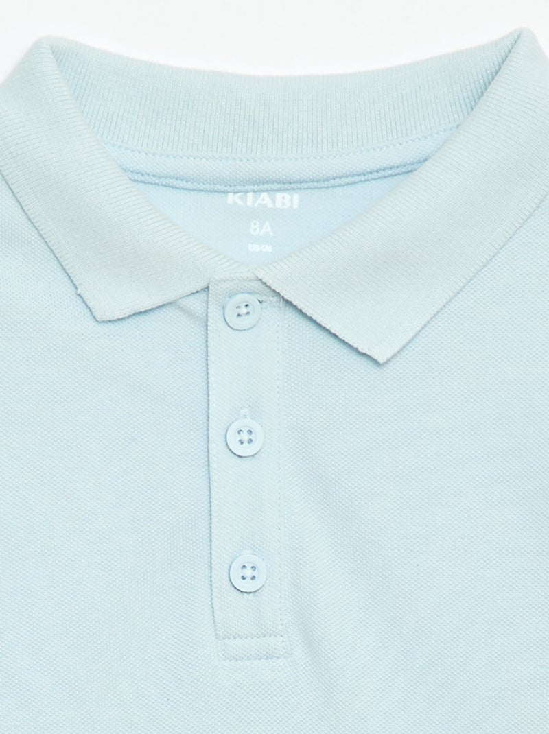 Polo liso de punto de piqué Azul - Kiabi