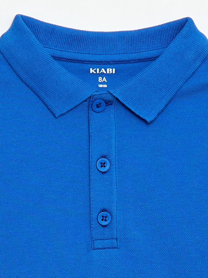 Polo liso de punto de piqué Azul - Kiabi