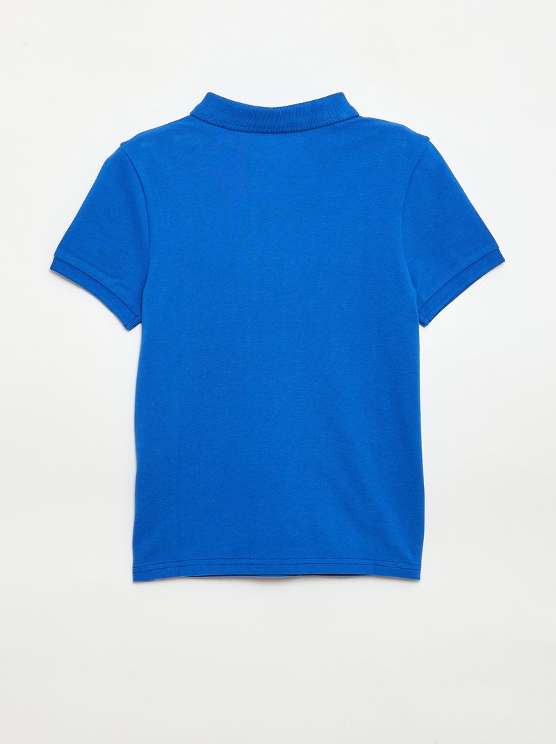 Polo liso de punto de piqué Azul - Kiabi