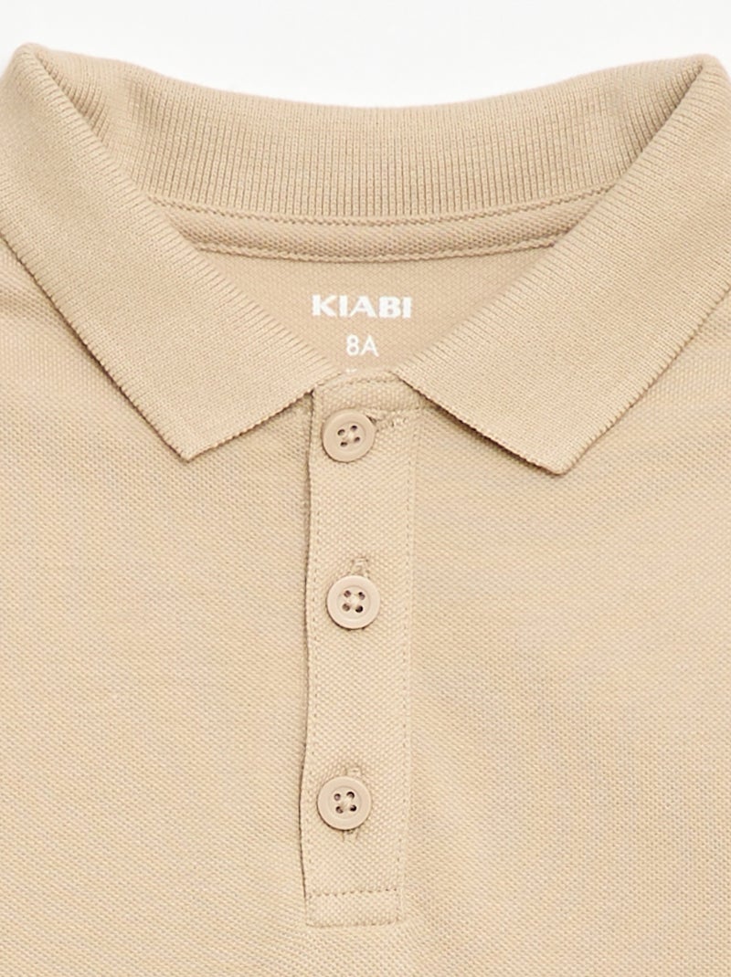 Polo liso de punto de piqué Beige - Kiabi