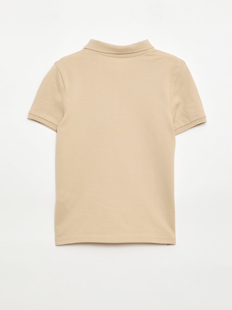Polo liso de punto de piqué Beige - Kiabi