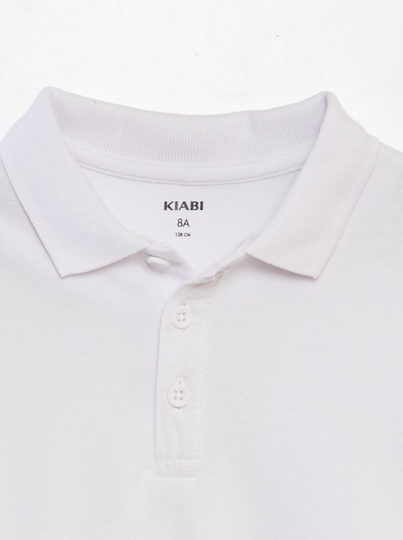 Polo liso de punto de piqué blanco - Kiabi