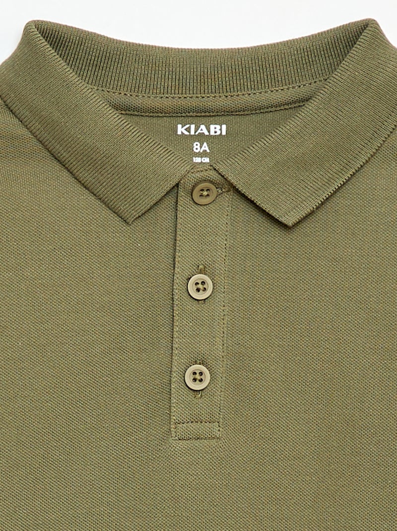 Polo liso de punto de piqué Kaki - Kiabi