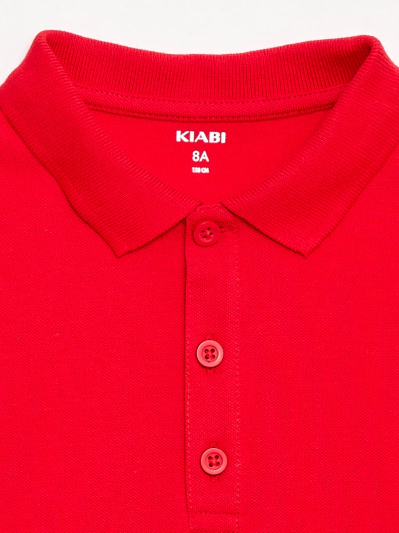 Polo liso de punto de piqué Rojo - Kiabi