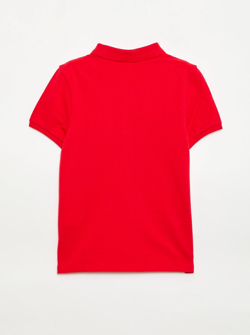 Polo liso de punto de piqué Rojo - Kiabi