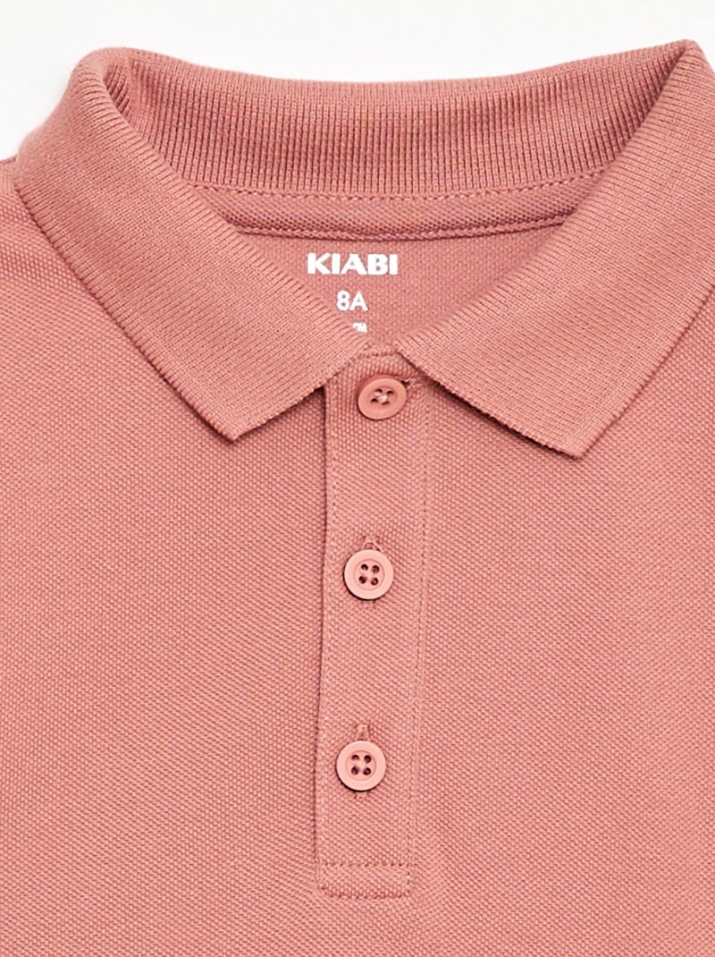 Polo liso de punto de piqué Rosa empolvado - Kiabi