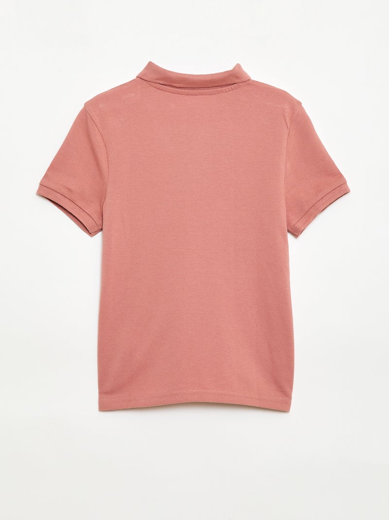 Polo liso de punto de piqué Rosa empolvado - Kiabi