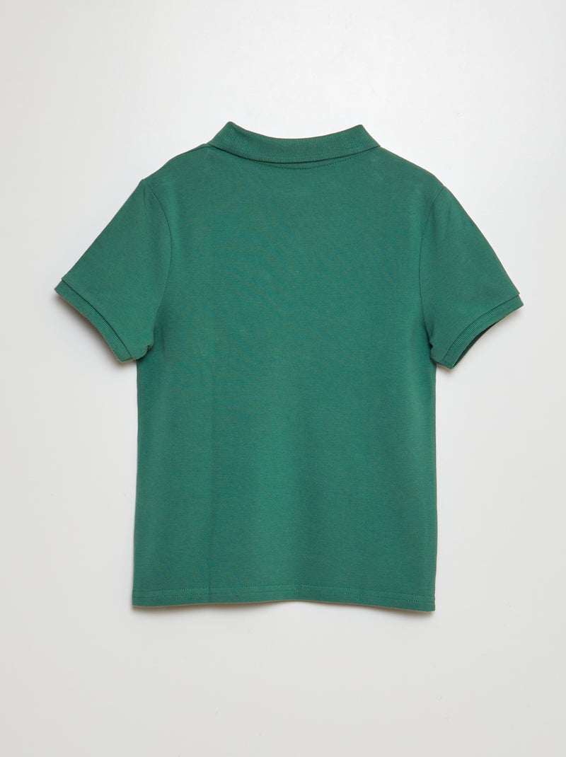 Polo liso de punto de piqué verde - Kiabi