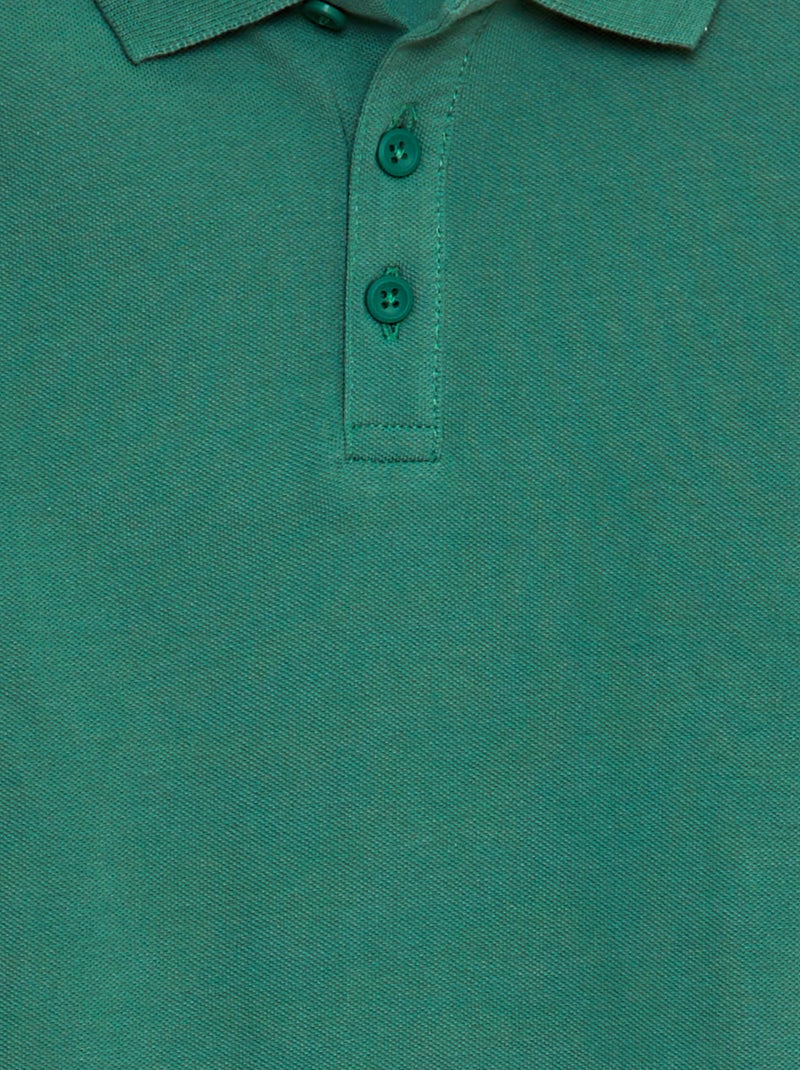 Polo liso de punto de piqué verde - Kiabi