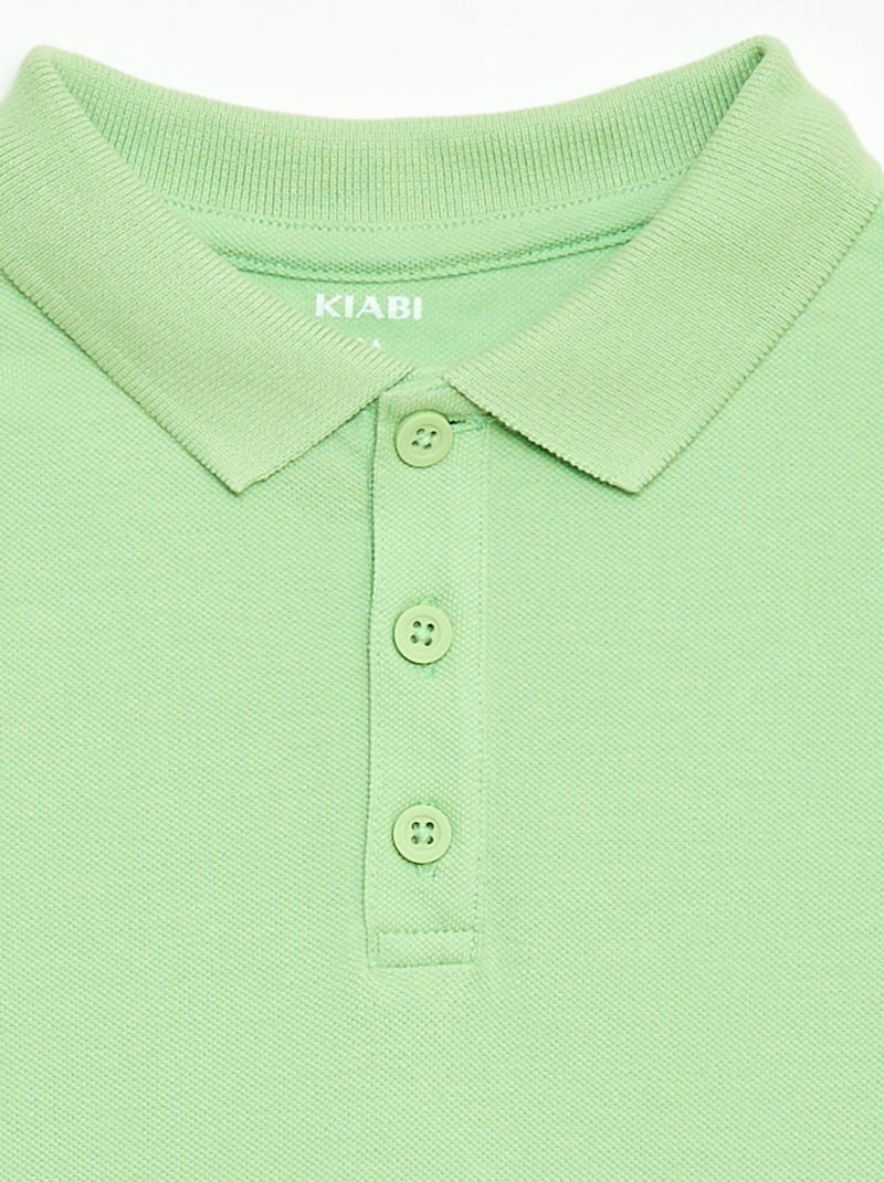 Polo liso de punto de piqué Verde - Kiabi