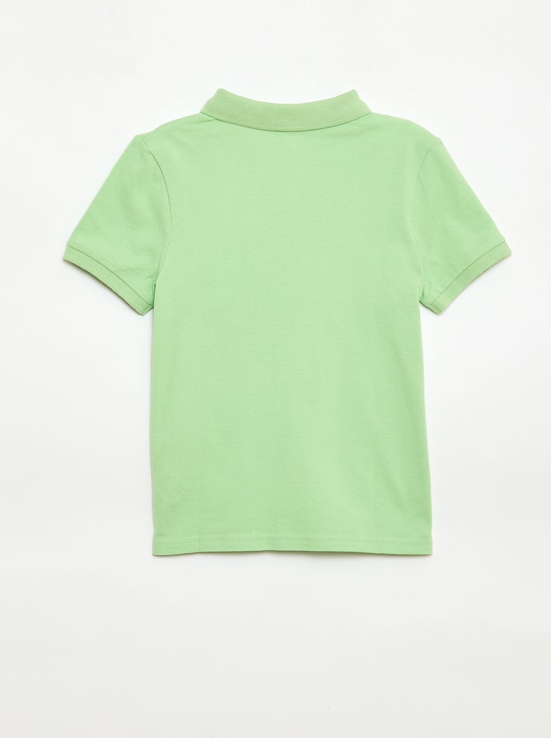Polo liso de punto de piqué Verde - Kiabi