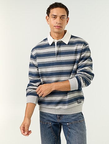 Polo liso estilo rugby de manga larga