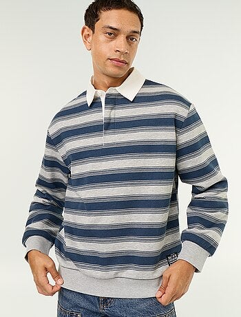 Polo liso estilo rugby de manga larga