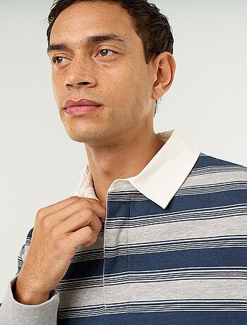 Polo liso estilo rugby de manga larga