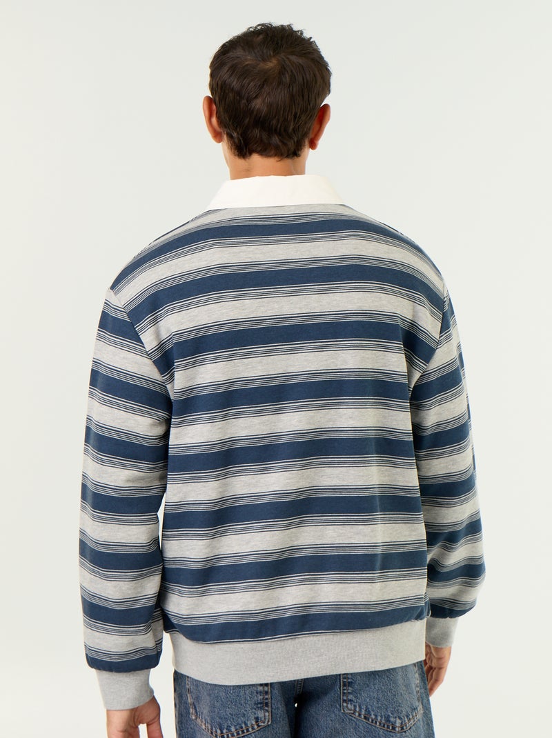 Polo liso estilo rugby de manga larga Azul - Kiabi