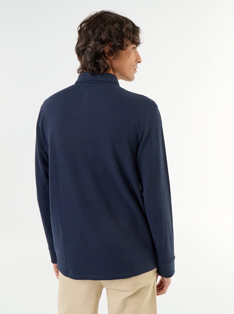 Polo piqué de manga larga Azul - Kiabi