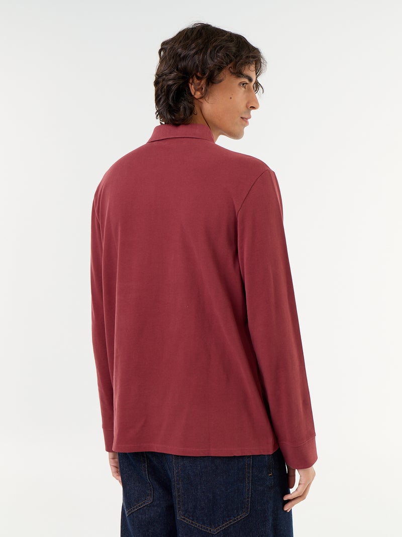 Polo piqué de manga larga Rojo - Kiabi