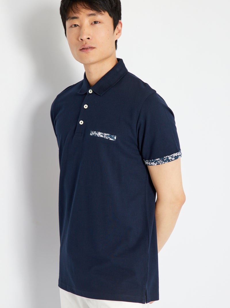 Polo 'Produkt' de piqué de algodón azul marino - Kiabi