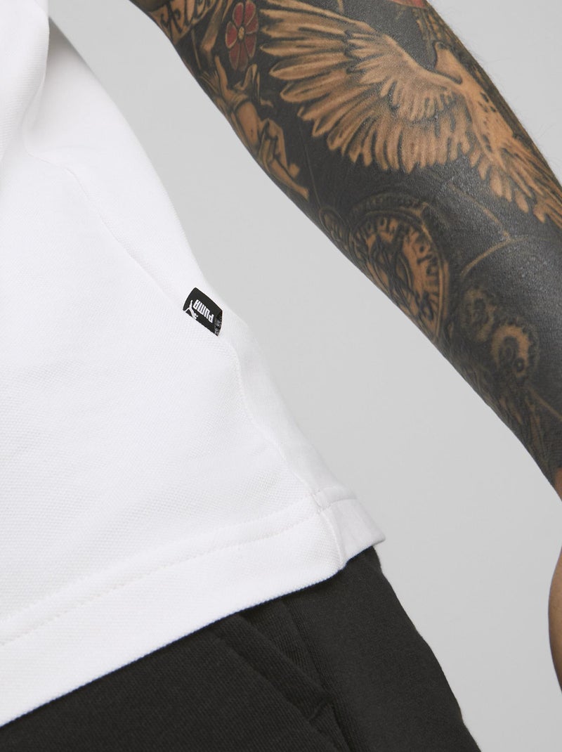 Polo 'Puma' de piqué de algodón BLANCO - Kiabi