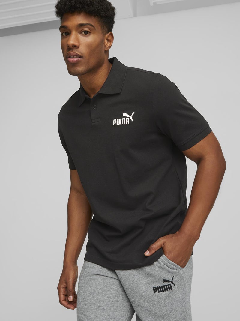 Polo 'Puma' de piqué de algodón NEGRO - Kiabi