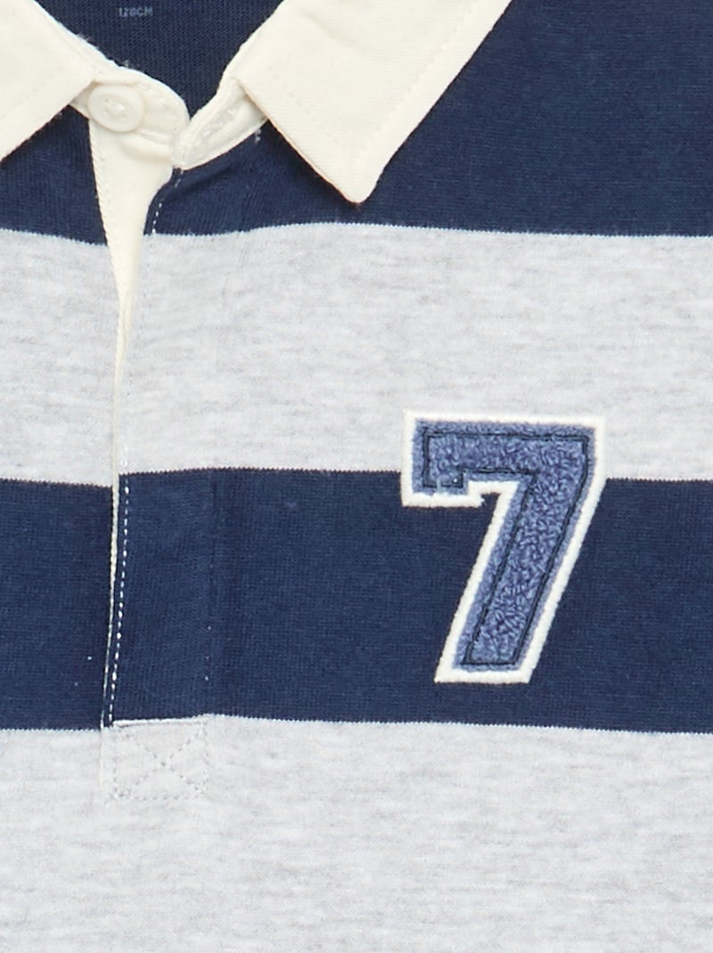 Polo rayado con cuello en contraste Azul - Kiabi