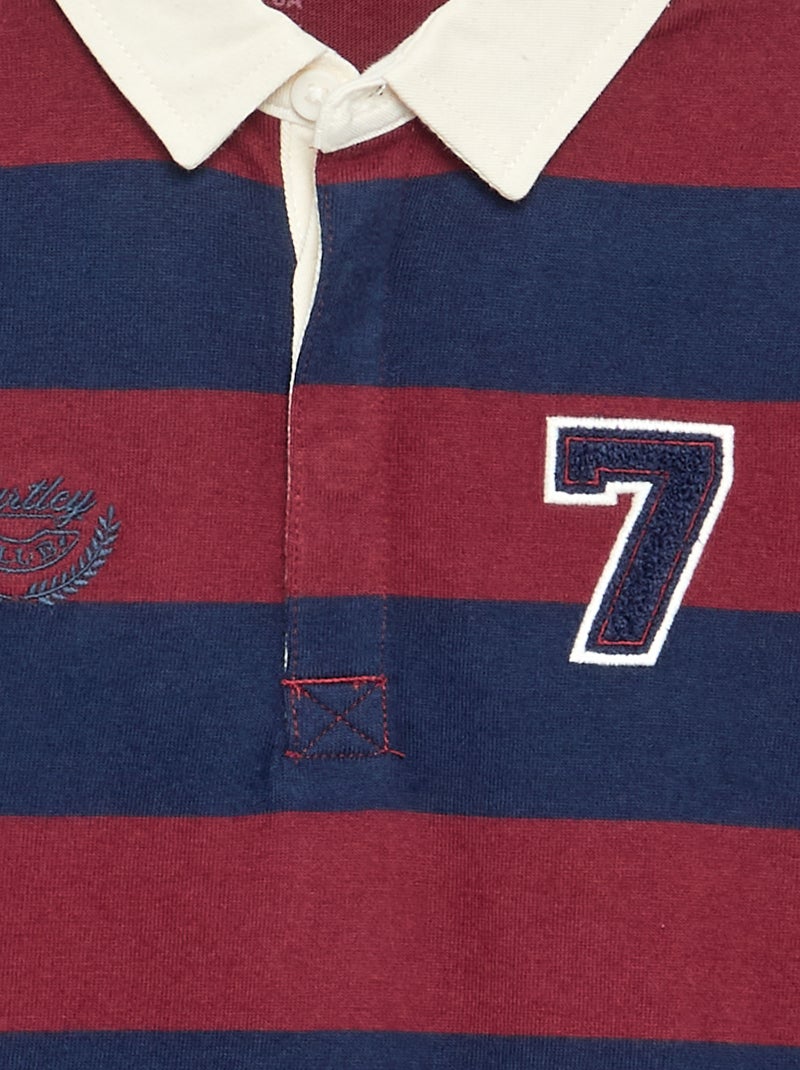 Polo rayado con cuello en contraste Rojo - Kiabi