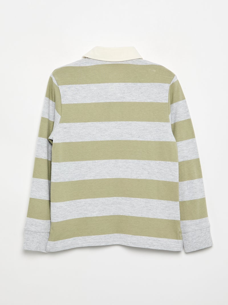 Polo rayado con cuello en contraste Verde - Kiabi