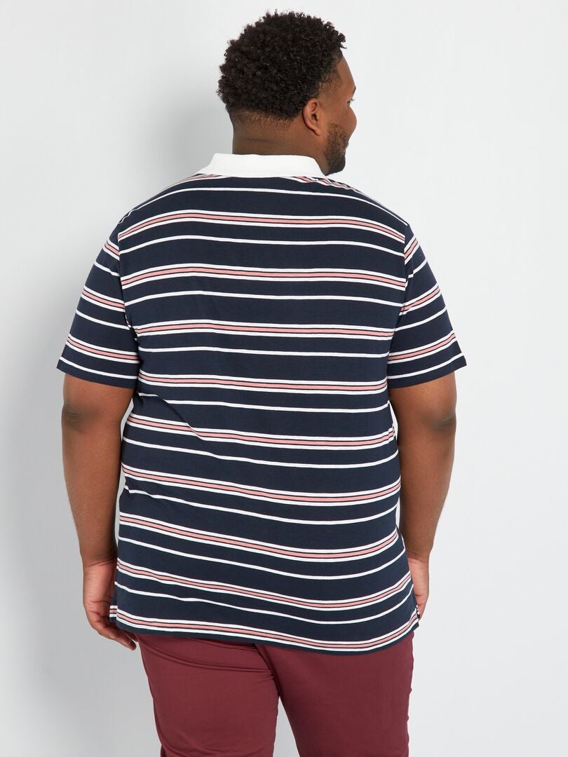 Polo recto de punto a rayas AZUL - Kiabi