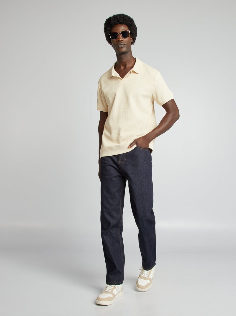 Polo regular fit de canalé BLANCO - Kiabi