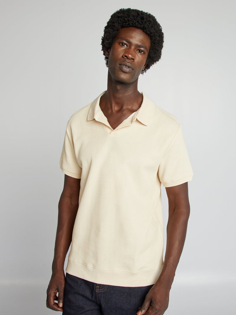 Polo regular fit de canalé BLANCO - Kiabi