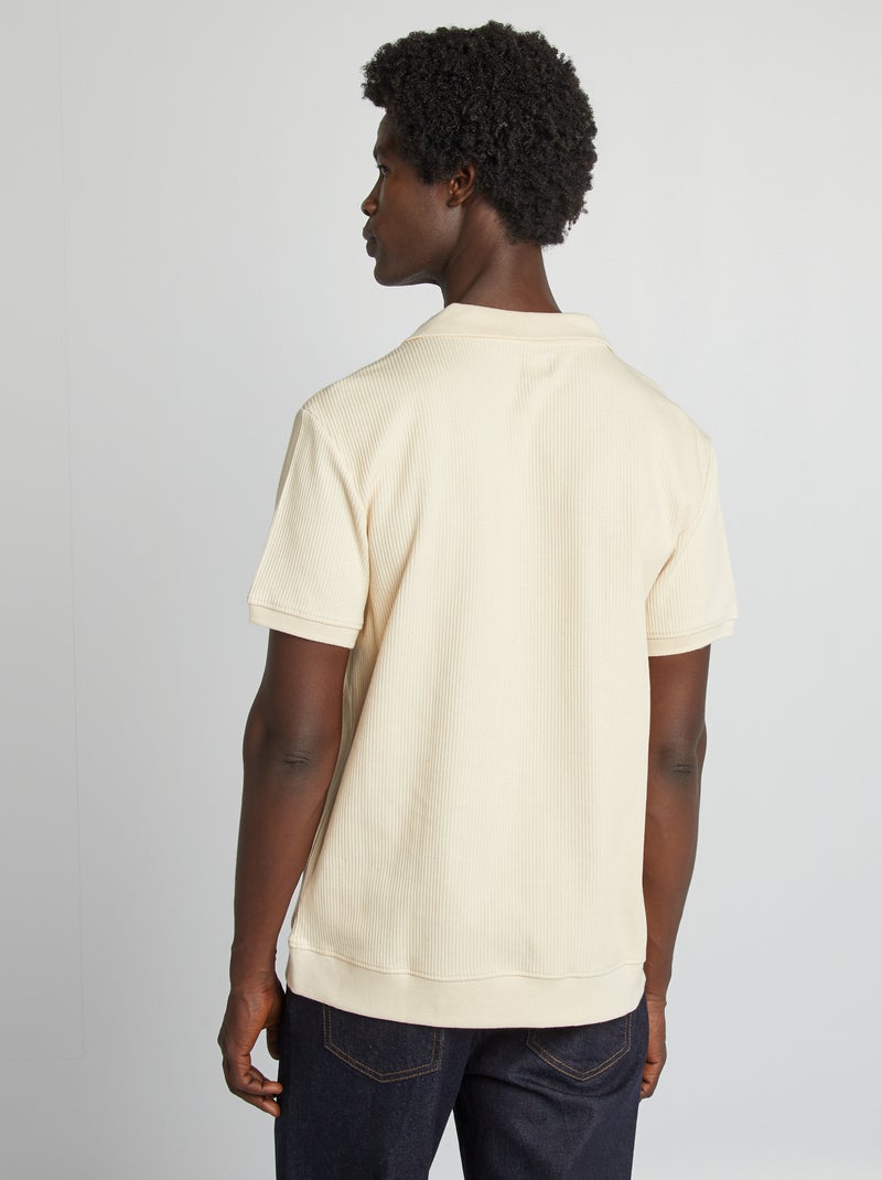 Polo regular fit de canalé BLANCO - Kiabi