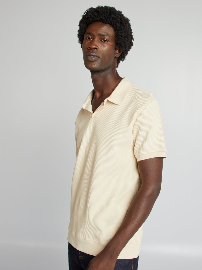 Polo regular fit de canalé BLANCO - Kiabi