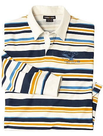 Polo rugby club de algodón con cuello y sobrebotonadura de sarga