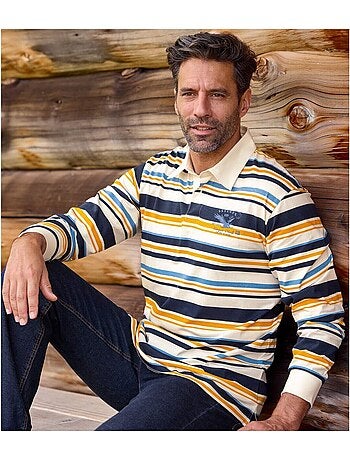 Polo rugby club de algodón con cuello y sobrebotonadura de sarga
