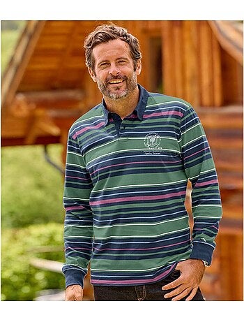 Polo rugby de algodón 100 % con cuello de sarga