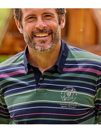 Polo rugby de algodón 100 % con cuello de sarga