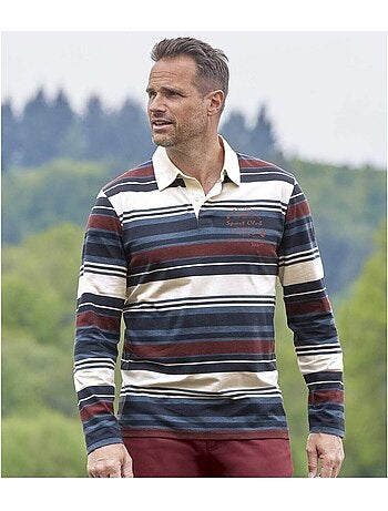 Polo rugby de jersey a rayas con cuello de puntas libres sport club