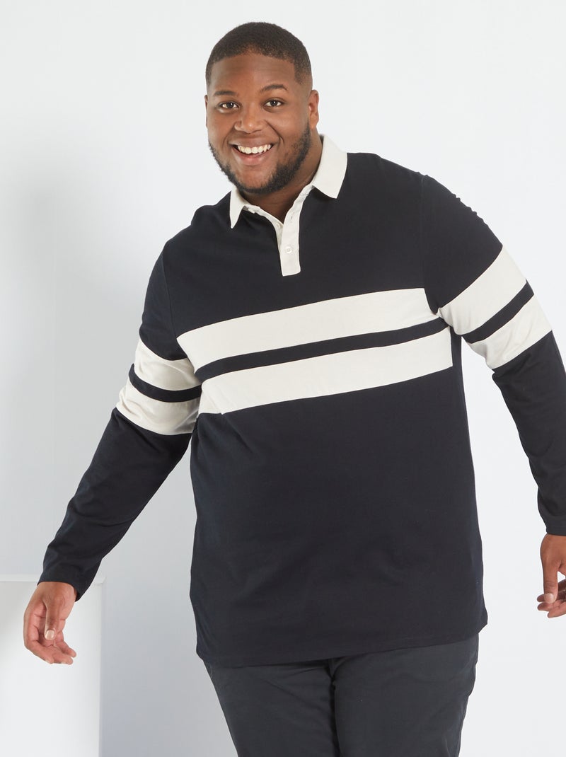 Polo tipo rugby de punto Negro - Kiabi