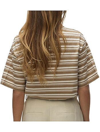 Polo vero moda de manga 2/4 para mujer, marr y o