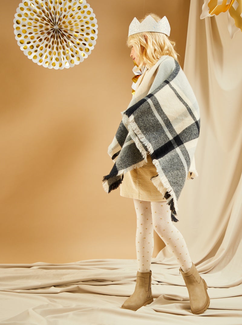 Poncho con estampado de 'cuadros' AZUL - Kiabi