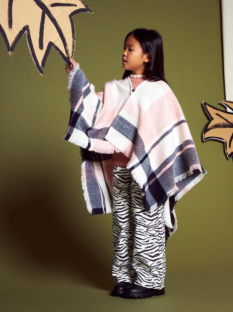 Poncho con estampado de 'cuadros' ROSA - Kiabi